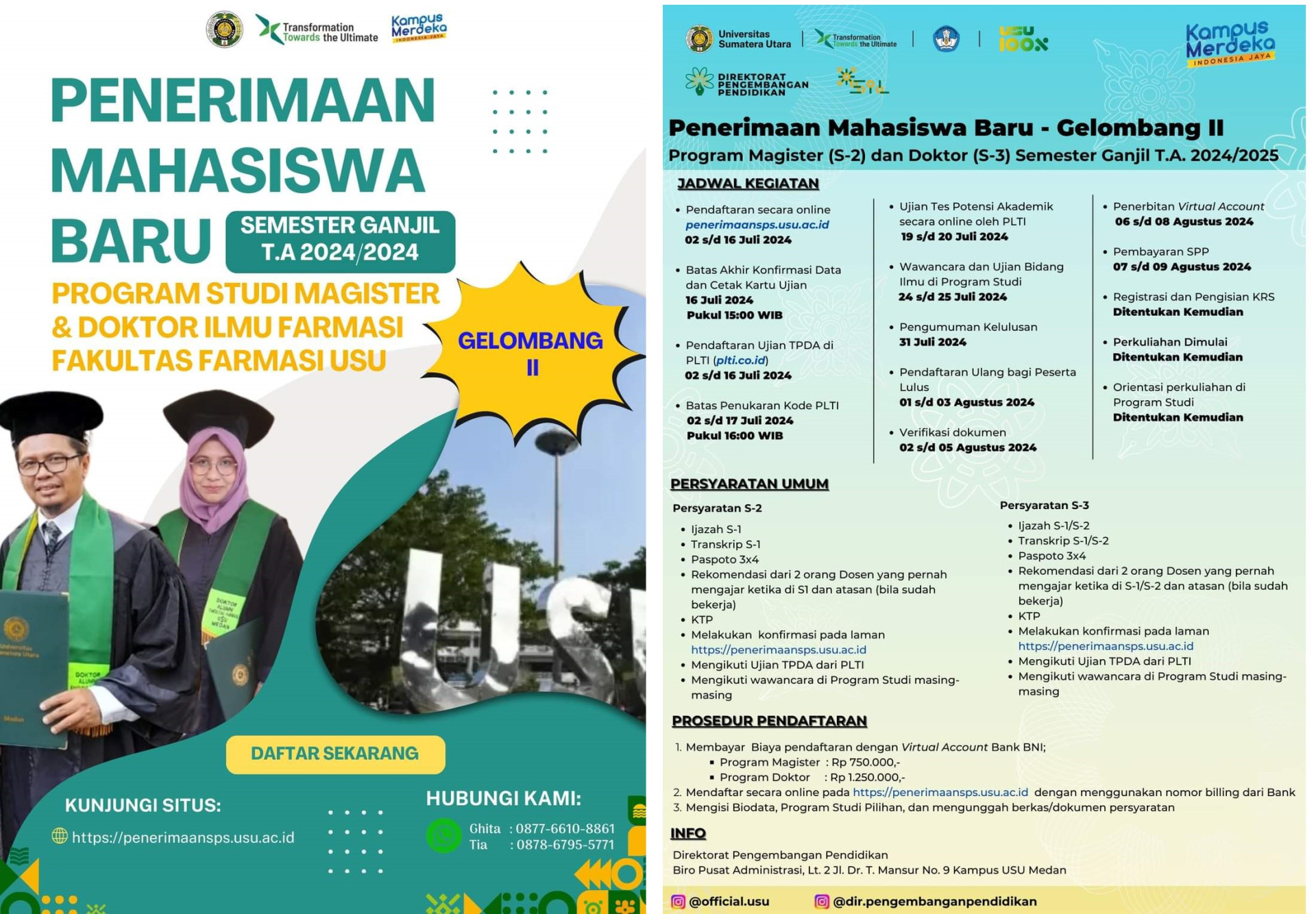 Second Batch Admission of New Students for Master's & Doctoral Program in Pharmaceutical Science of the USU Faculty of Pharmacy